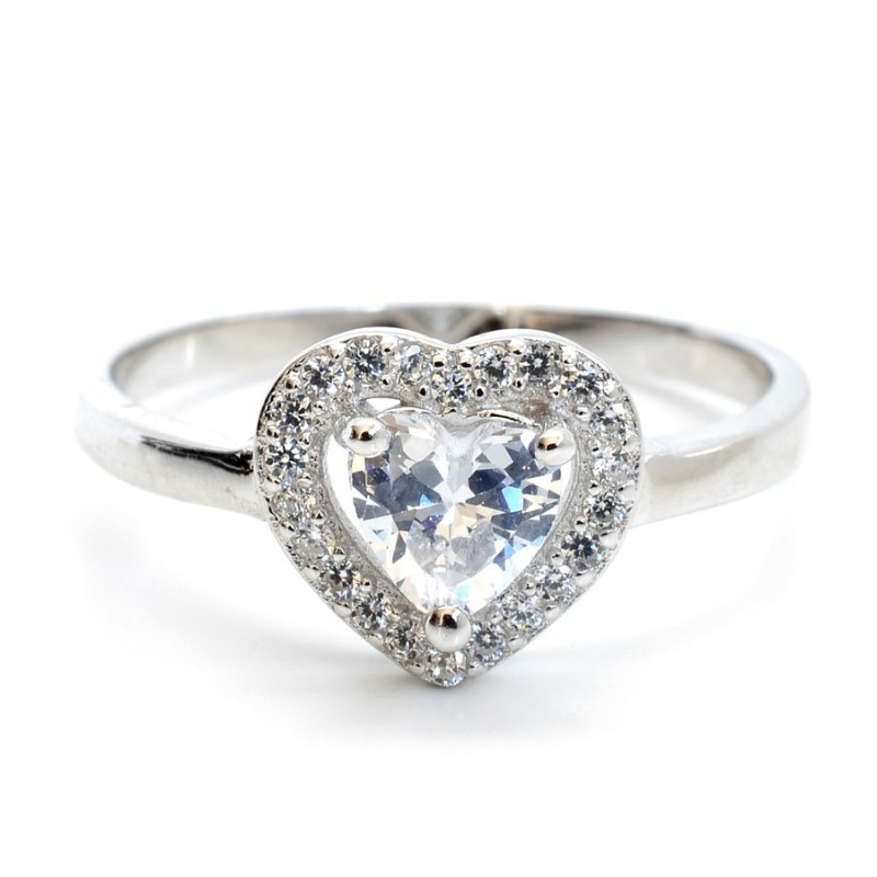 Stříbrný prsten srdce